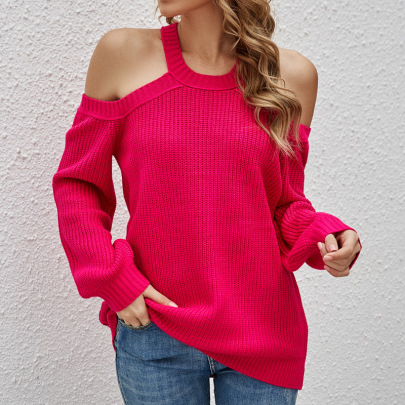 Off-shoulder Long-sleeved Sweater NSYH32091
