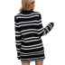 striped contrast color pullover sweater dressNSYH32092