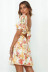 printed square neck summer high waist puff sleeve A-line dress NSLD32313