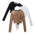 hollow strap long-sleeved sweater   NSAC32351