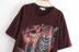 short sleeve brown leopard print T-shirt  NSAM32359
