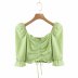 fashionable square collar lantern sleeve shirt  NSAM32374