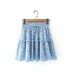 watermark blue bottom printing laminated elastic waist skirt  NSAM32379