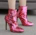 new plus size rose red sequined high-heeled boots  NSSO32511