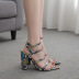 color snake print thick high-heeled sandals  NSSO32515