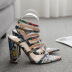 color snake print thick high-heeled sandals  NSSO32515