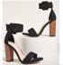 thick high heel black word buckle sandals  NSSO32563