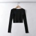 solid color round neck long sleeve T-shirt NSHS32645