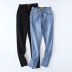 high waist breasted stretch frayed jeans NSHS32653