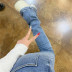 stretch tight mopping denim flared pants NSHS32664