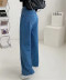 high waist knitted denim mopping pants  NSHS32666