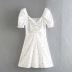 small daisy embroidery drawstring square neck dress NSAC32733