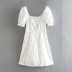 small daisy embroidery drawstring square neck dress NSAC32733