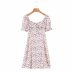 retro small floral lace-up square neck dress NSAM32815