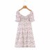 retro small floral lace-up square neck dress NSAM32815
