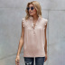 solid color summer new loose pleated sleeveless lace neck strap top  NSSI32842