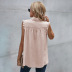 solid color summer new loose pleated sleeveless lace neck strap top  NSSI32842