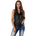 leopard print lace stitching v-neck pullover top  NSSI32843