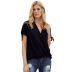 Summer new style V-neck short-sleeved loose casual solid color large size shirt NSSI32930