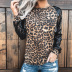 camisa de base con estampado de leopardo de costura primavera otoño NSKL32961