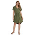 solid color V-neck casual mid-length dress NSDF32968