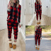 plaid printed long-sleeved hooded casual home service suit NSZH33145