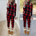 plaid printed long-sleeved hooded casual home service suit NSZH33145
