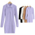 fashion lapel furry long-sleeved dress  NSLD33181