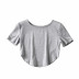Arc-shaped hem short T-shirt NSLD33196