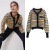 Contrasting color striped jacquard sweater  NSLD33205