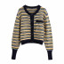 Contrasting color striped jacquard sweater  NSLD33205