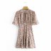 fashion print pleated lace-up dress NSAM33211