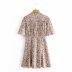 fashion print pleated lace-up dress NSAM33211