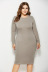 autumn and winter plus size fashion round neck long sleeve solid color dress NSLM33246