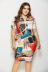 lapel zipper short sleeve plus size dress NSLM33268