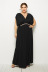 vestido largo de talla grande con mangas de murciélago de moda de cintura alta NSLM33281