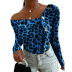leopard print metal buckle long-sleeved top NSLZ33307