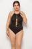 sexy neckline hollow sling large size one-piece swimsuit NSLM33310