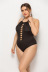sexy neckline hollow sling large size one-piece swimsuit NSLM33310