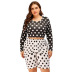 polka dot hit color black and white plus size short-sleeved T-shirt shorts suit NSJR33332