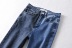 slim color matching denim pants  NSHS33459