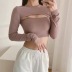 elastic vest cropped top two-piece suit NSHS33475