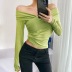 Off-shoulder slim solid color bottoming shirt top NSHS33476