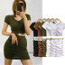 V-neck short-sleeved T-shirt sexy skirt fashion two-piece suit NSHS33485