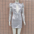 sexy stand-up collar puff sleeve sequined dress NSCZ33490