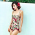 sexy rose print triangle one-piece swimsuit  NSHL33538