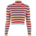 long-sleeved color striped pullover turtleneck sweater NSXE33651