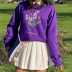 autumn and winter new purple embroidery short sweatshirt NSXE33678