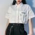 embroidery short-sleeved cropped shirt  NSLQ33710