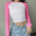 fashion raglan hit color slimming long-sleeved tops NSLQ33712